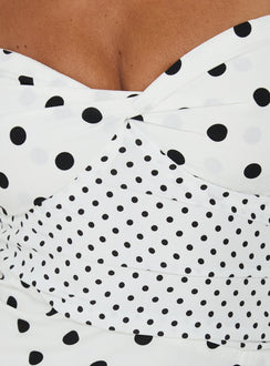 Marguerite Maxikleid Weiß Tupfen
