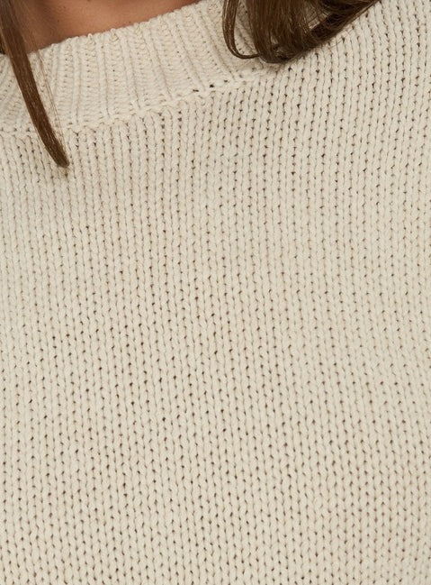 Harmony Balloon Sleeve Knit Jumper Beige