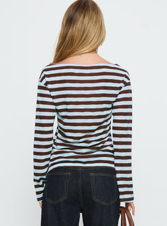 So Composed Langarmshirt mit U-Boot-Ausschnitt, blau gestreift