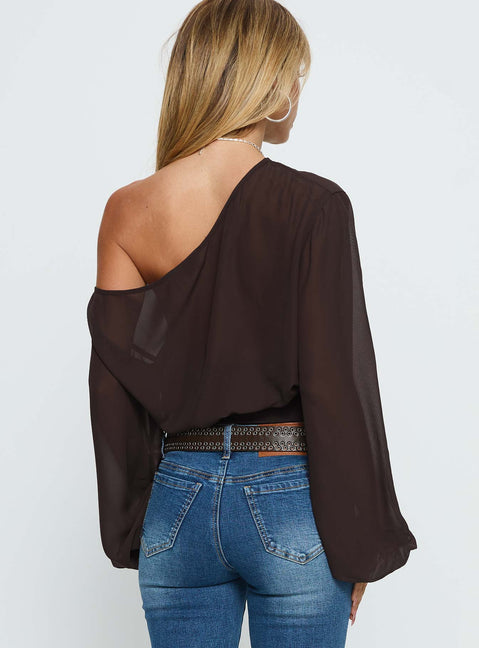 Idalina Schlupftop aus Chiffon in Braun