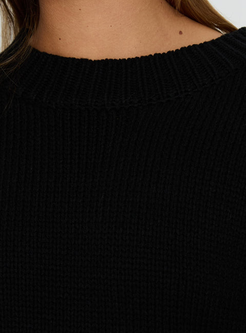 Harmony Balloon Sleeve Knit Jumper Black