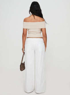 back view of model wearing Princess Polly Vendi Low Rise Pant White Low Rise Pants 