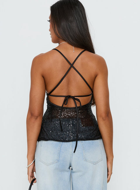 Opaline Cami-Top in Opal-Optik, Schwarz