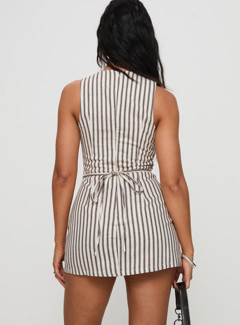 Yumiko Jumpsuit Braun Gestreift Groß