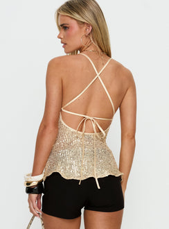 Opaline Pailletten-Cami-Top Gold