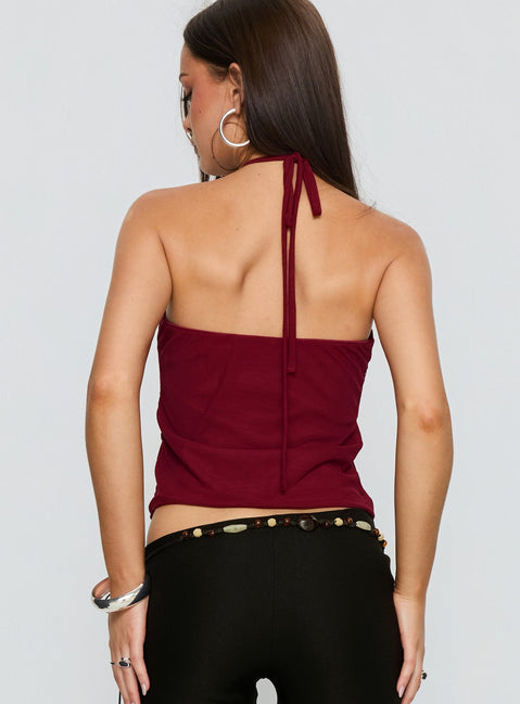 Hedlea Draped Ring Detail Top Weinrot