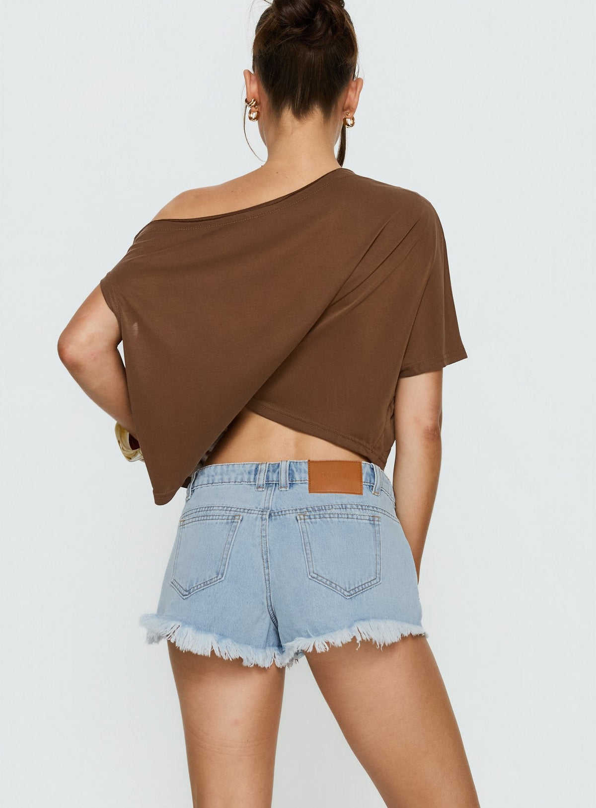 Posse Distressed Micro Denim Shorts Hellblaue Waschung