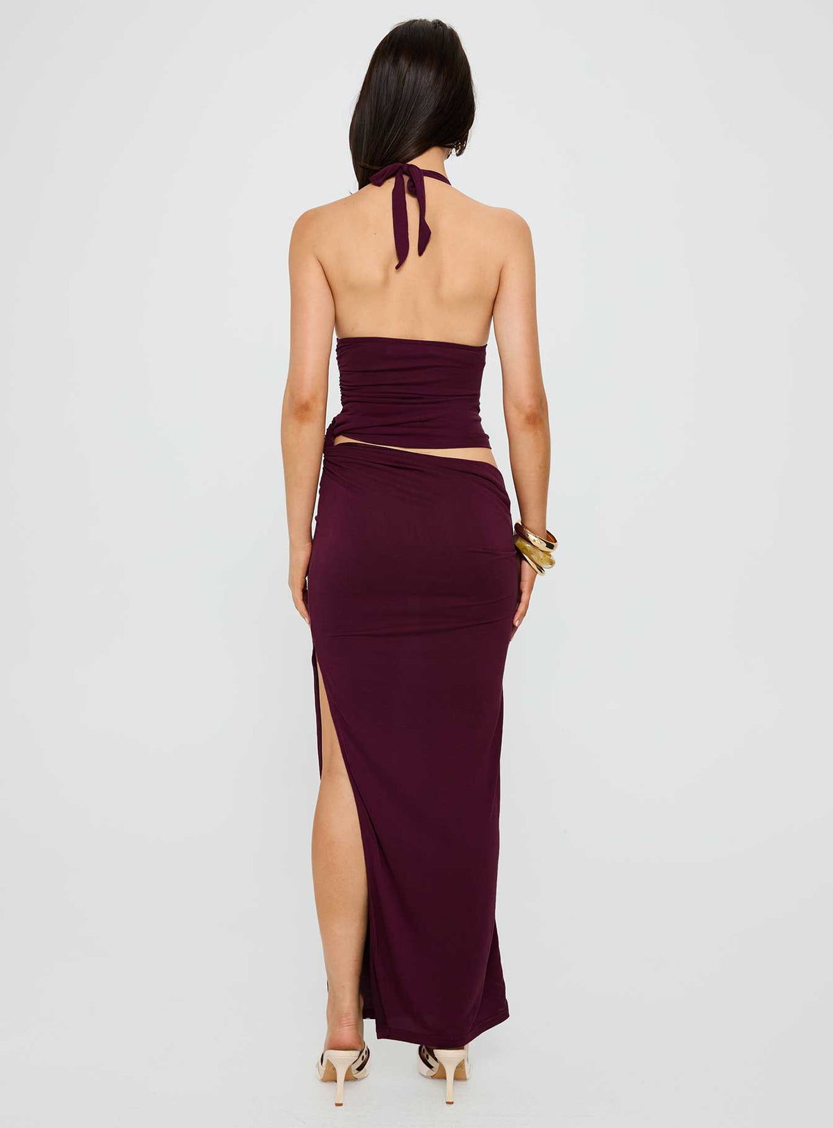 Imeraldia Hardware Halter Maxikleid Johannisbeere