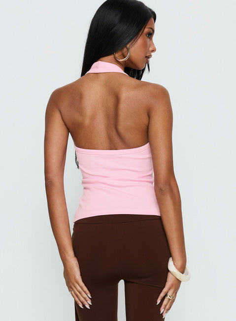 Baseline Scoop Halter Rippen-Top Rosa