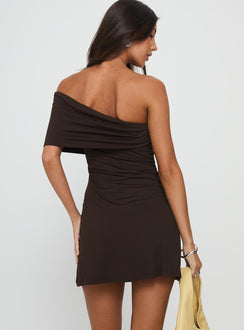 Laurencia One-Shoulder-Minikleid Schokobraun