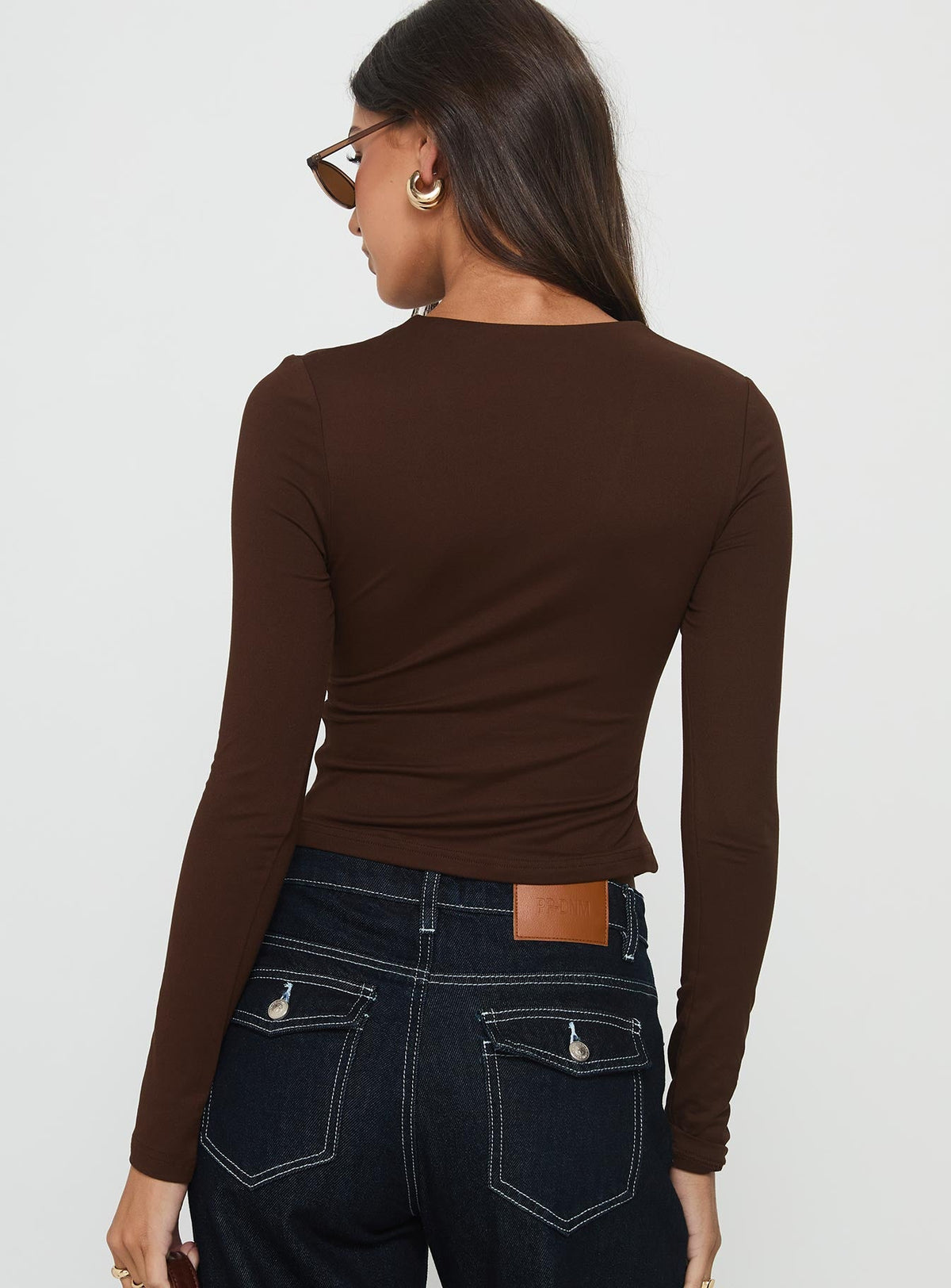 No Hard Feelings Twist Langarm-Top Braun