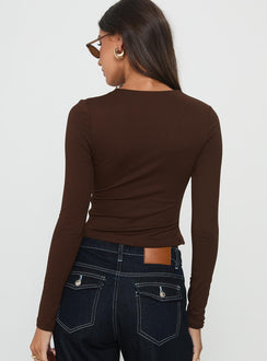No Hard Feelings Twist Langarm-Top Braun