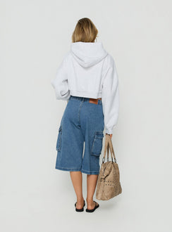 Hudsen Longline Cargo Denim Jorts Mittelblaue Waschung