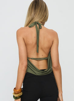 Carefree Days Jersey Rollkragen-Top Khaki