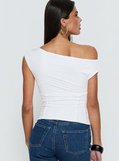 Aidyn One-Shoulder-Oberteil Weiß