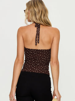 Geovana Plunge Neck Top Braun / Beige Bambi