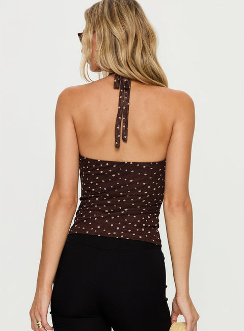 Geovana Plunge Neck Top Braun / Beige Bambi