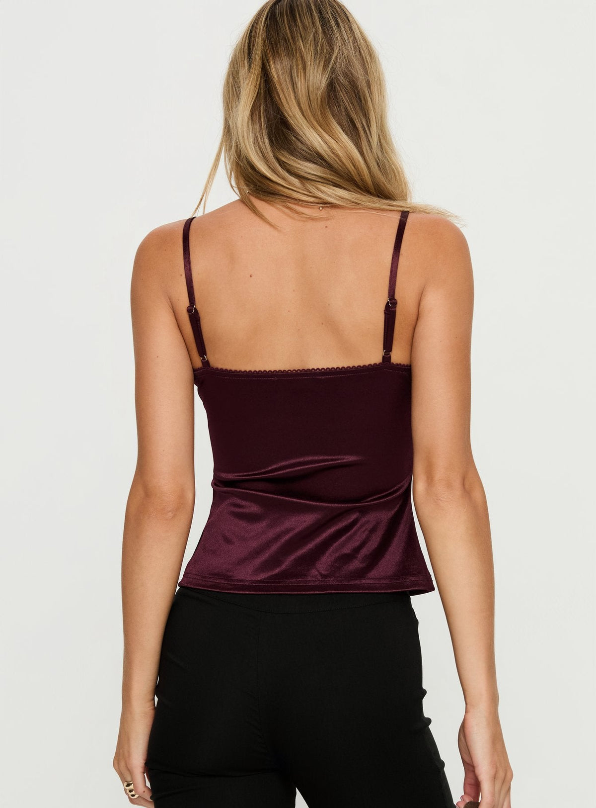 Lunetta Camisole mit Picot-Borte in Bordeauxrot