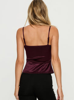 Lunetta Camisole mit Picot-Borte in Bordeauxrot