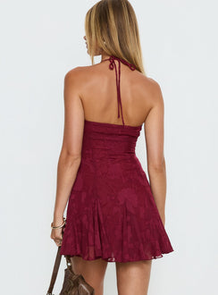 Delamere Minikleid Bordeauxrot Burnout