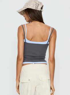 Maeka Lagenlook-Jersey-Top Grau / Blau