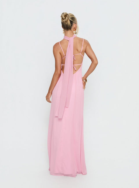 Jadira Schal-Maxikleid Hellrosa