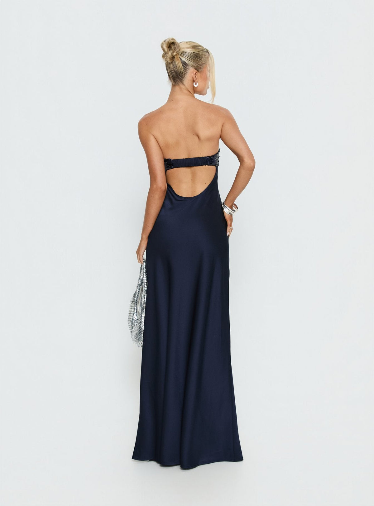 See The Vision Pailletten-Bustier trägerloses Maxikleid Marineblau