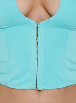 Aylah Jersey Neckholder-Top mit Schlüssellochausschnitt Cyan