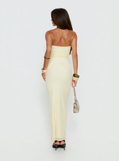 Senora Trägerloses Drape Maxikleid Zitronengelb