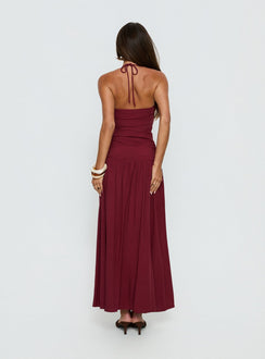 Marguerite Halter Maxikleid Rubinrot