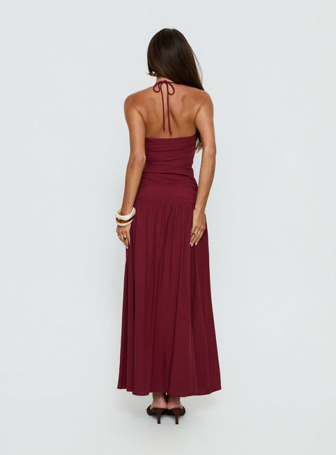 Marguerite Halter Maxikleid Rubinrot