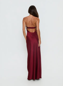 See The Vision Pailletten Bust Trägerloses Maxikleid Bordeauxrote