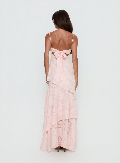 Lyricah Stufenmaxikleid mit Rückenschnürung Pink
