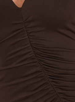 Cadira gerafftes Neckholder Maxikleid Schokobraun