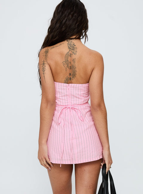 Yumiko trägerloser Romper Pink