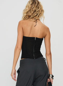 Oscuro Longline Mesh-Korsettoberteil Schwarz