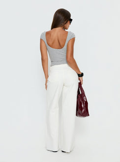 back view of model wearing Princess Polly Darla Low Rise Straight Leg Jean White Low Rise Jeans 