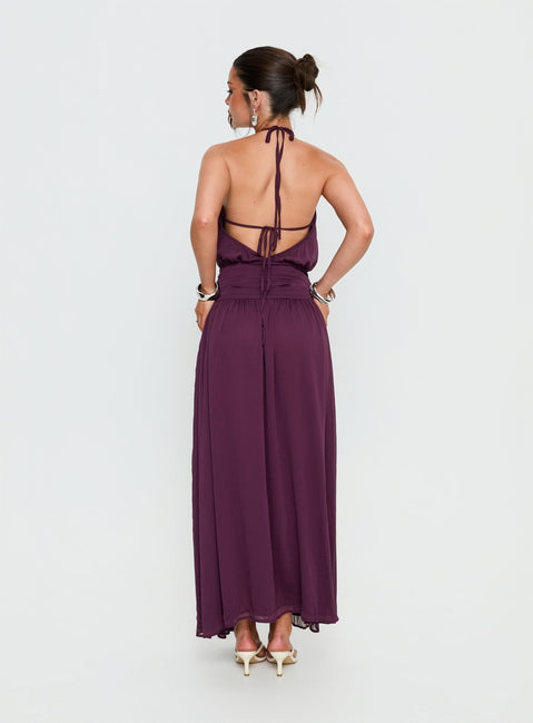 Catherina Blouson Neckholder Maxikleid Tiefes Lila