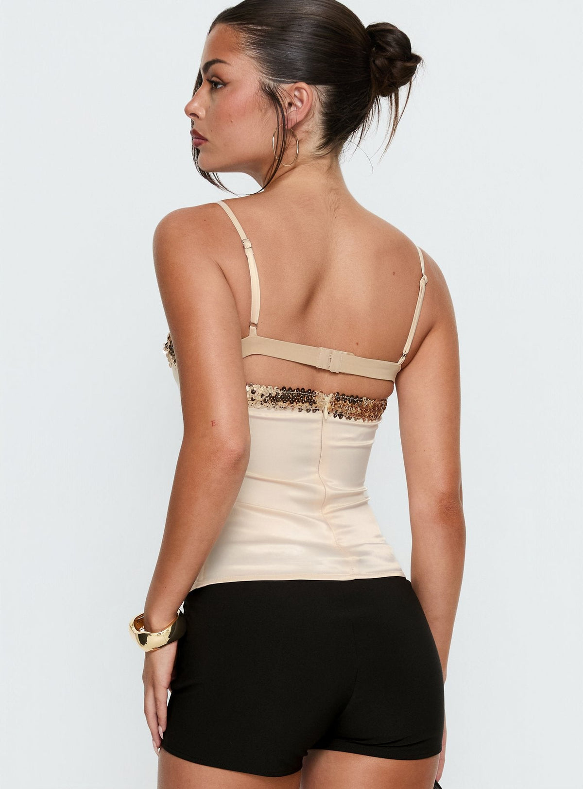 Myrah Layered Pailletten-Top Creme