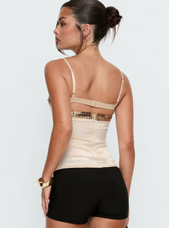 Myrah Layered Pailletten-Top Creme