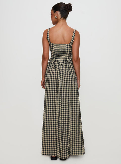 Maxikleid Cartmel Kariert Schwarz / Creme Petite