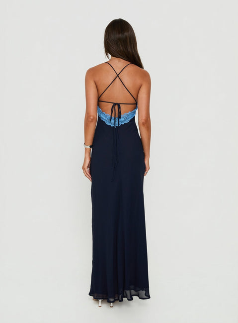 Call My Lover Spitzen-Maxikleid Navy