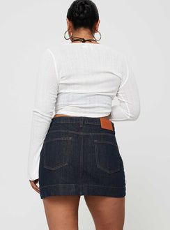 product Hughes Mini Skirt Dark Wash Denim Princess Polly  Mini Skirts 