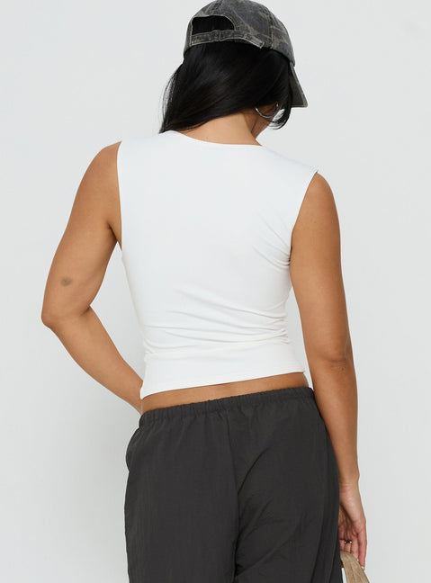 Tannen Cut-Out-Westentop Weiß