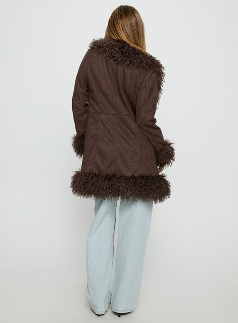Josefina Jacke mit Kunstpelzdetails Schoko