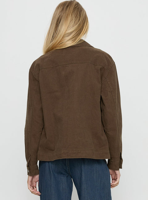 Nelsie Oversized-Jacke mit Kragen, Grün