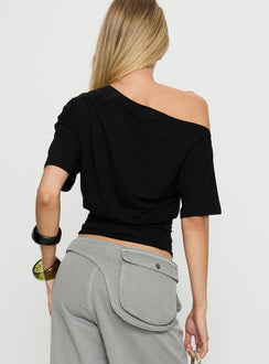 Ashlinn Off-Shoulder-Drapee-Oberteil Schwarz