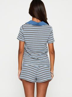 On Vacation Co-ord Zweiteiler mit blauen Streifen