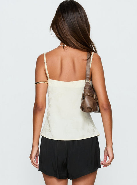 Had Me At Hello Spitzensaum Top mit Blumenmuster Creme