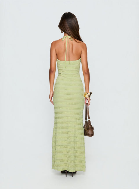 Liskaia strukturiertes Neckholder-Maxikleid Soft Green